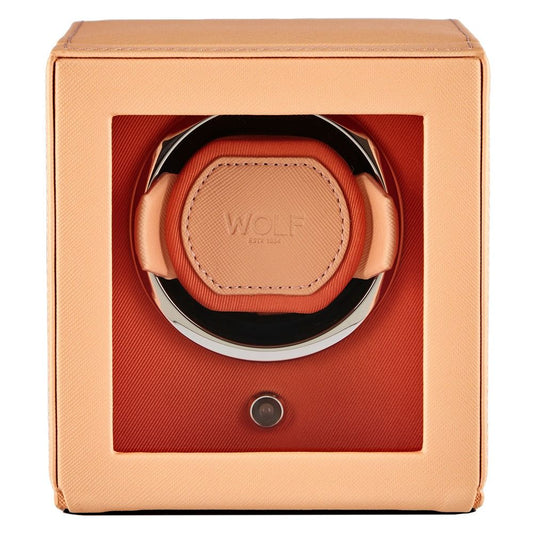 Cub Seltzer Single Watch Winder with Cover - Peach/Orange